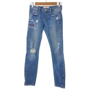 Zara Trafaluc Skinny Jeans Button Fly Womens Size 2 Blue